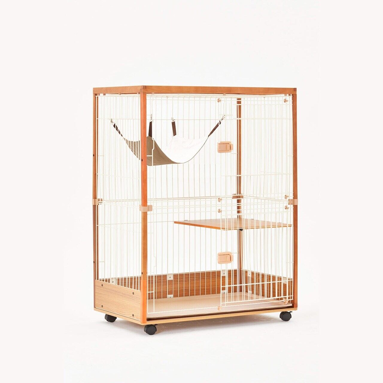 メーカー直送品【ieneko】天然木製 デザイナーズ猫ケージ Mタイプ