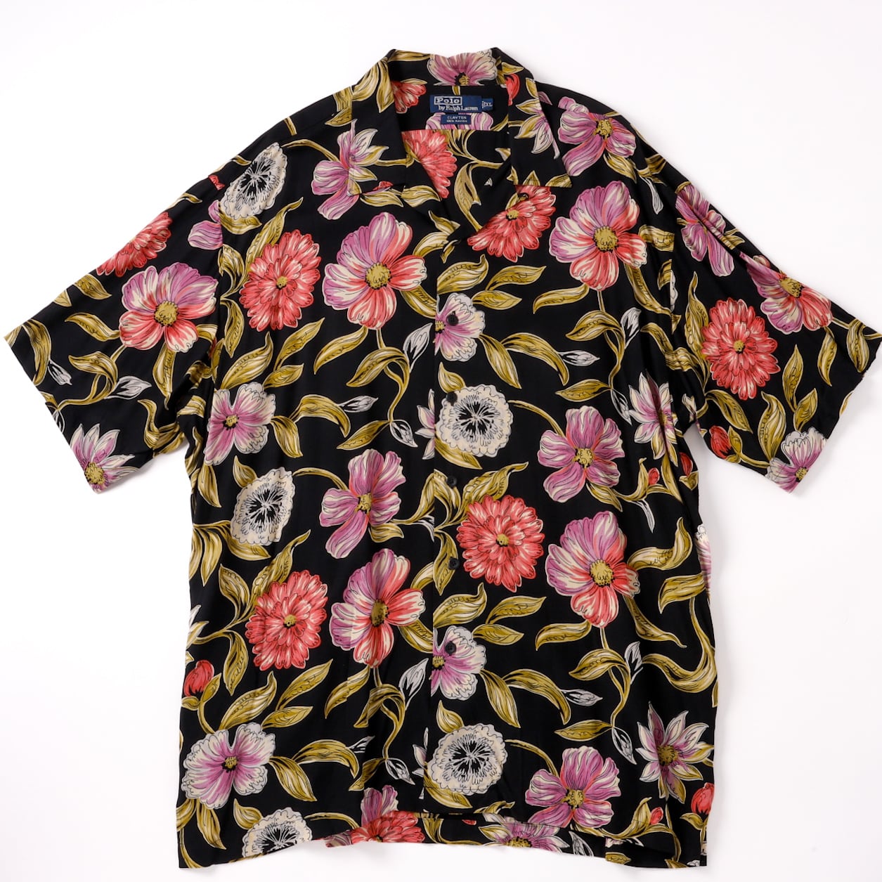 極美品】90s Ralph Lauren special rayon shirt Black S/S 