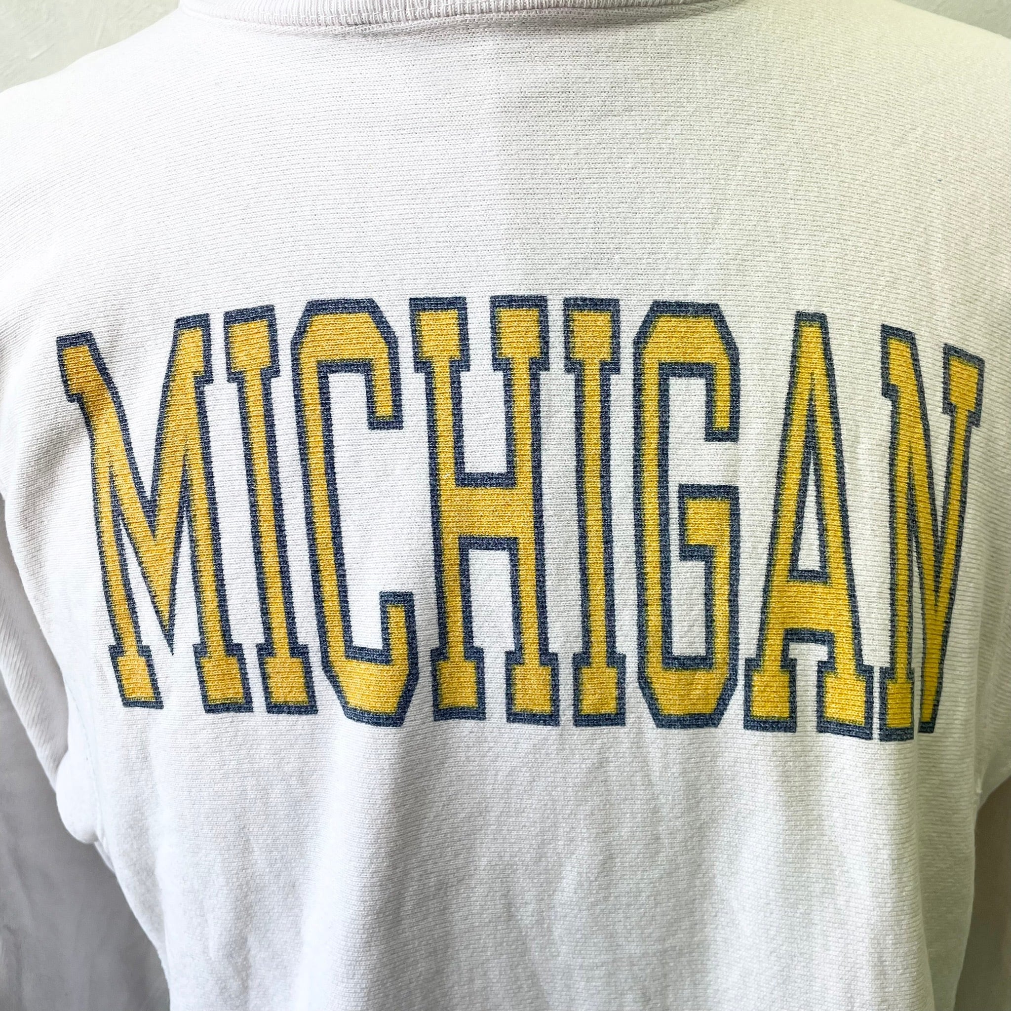 ばんちMICHIGAN チャンピオン　リバースウィーブ　トリコ　ケアタグ 80年代 80s アメリカ製 紺 ネイビー リバースウィーブ