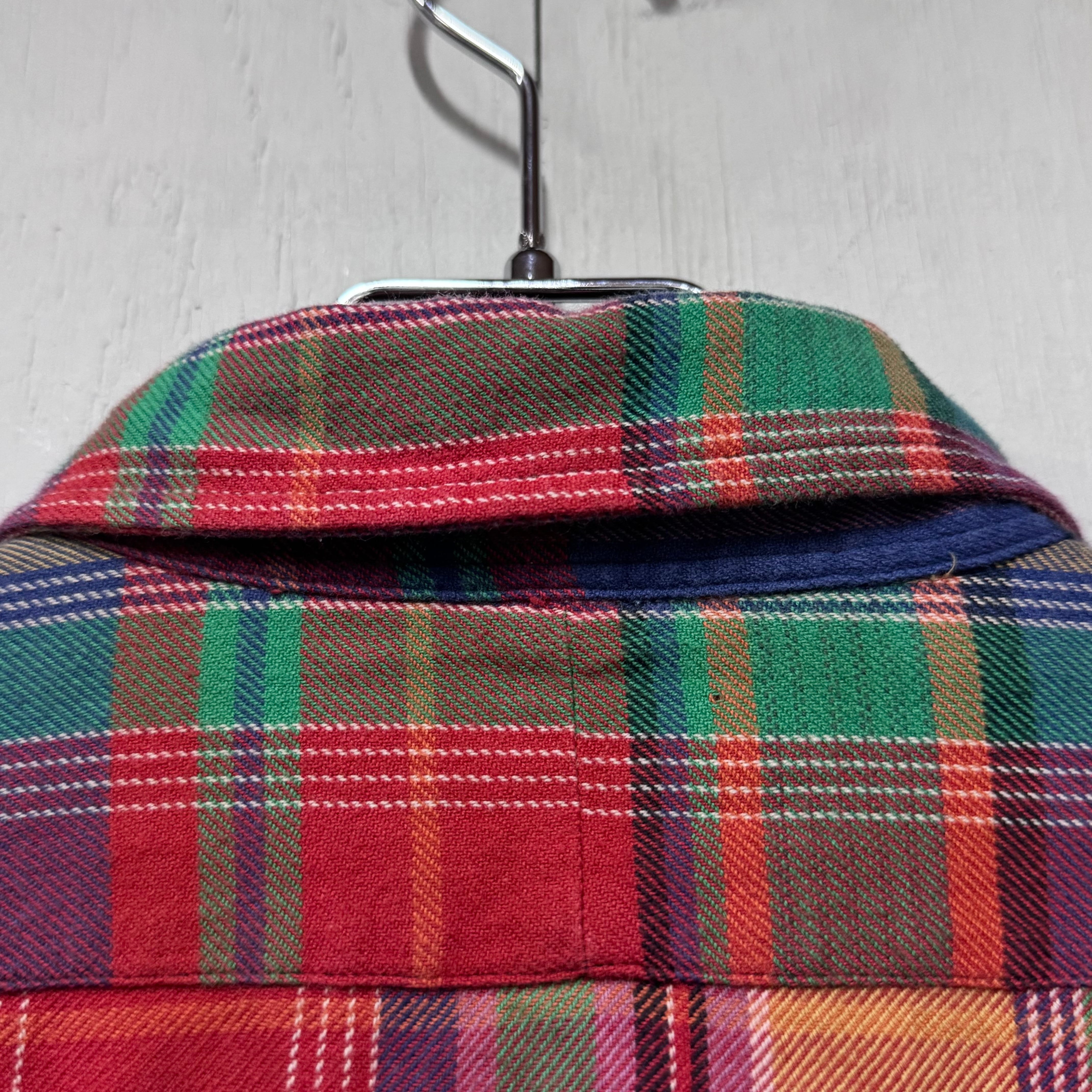 90s Polo by Ralph lauren チェックシャツ ネイティブ柄 レッド L