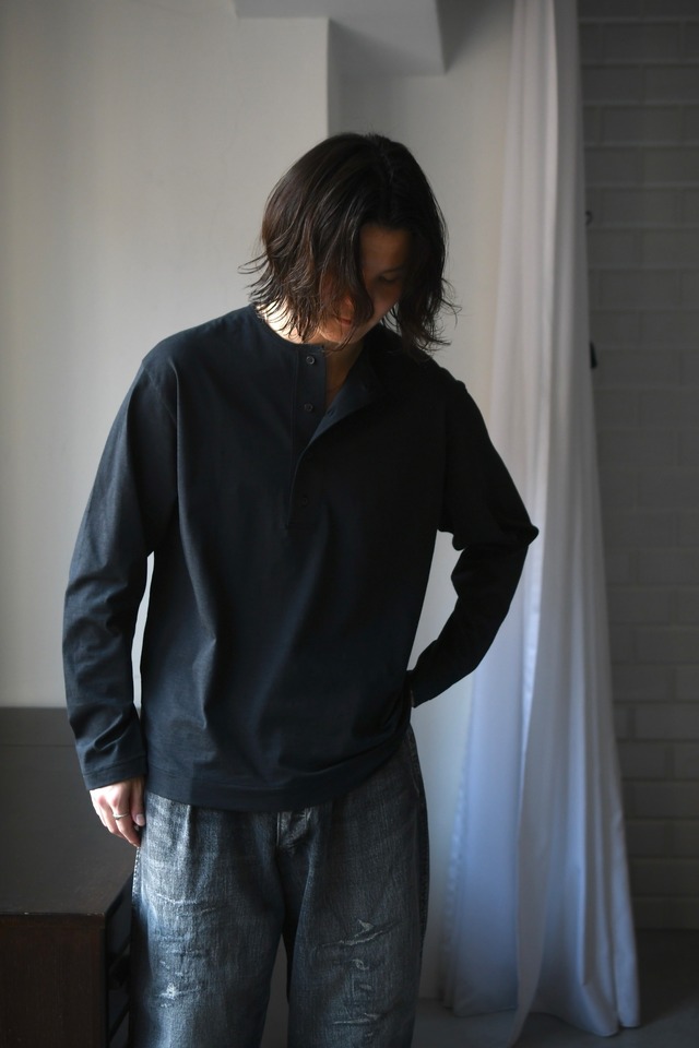 BATONER / SLUB MIX SLEEPING LONG SLEEVE T-SHIRT (Black)