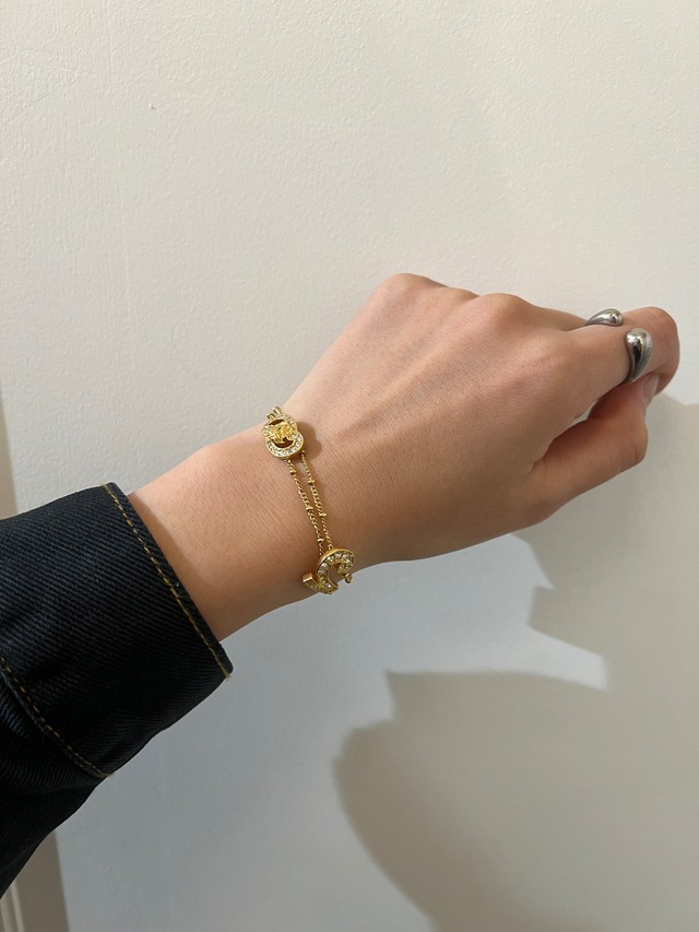 VERSACE / vintage gold design stone bracelet .