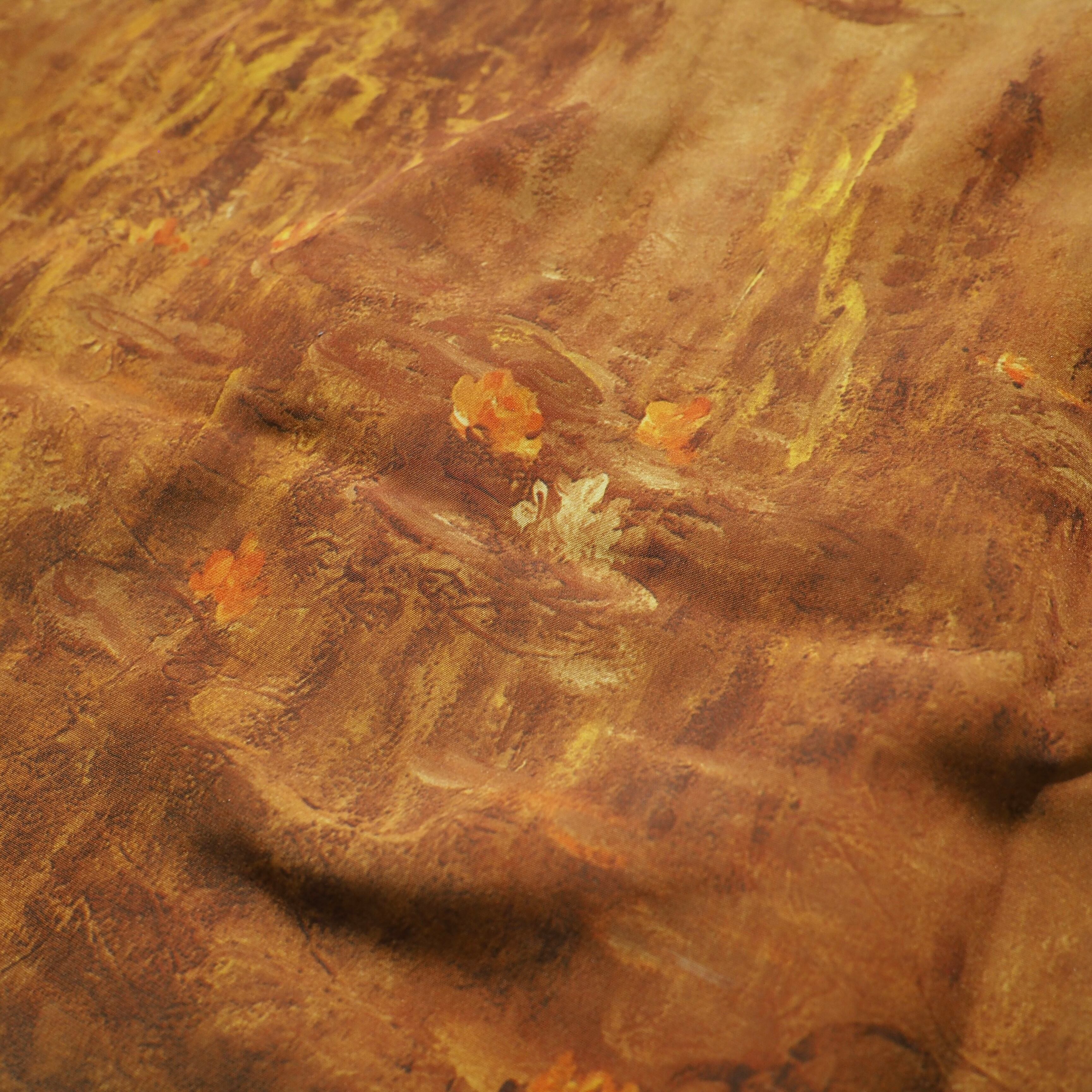 1980s " 睡蓮 " Beautiful oil painting Art vintage Drape loose shirt