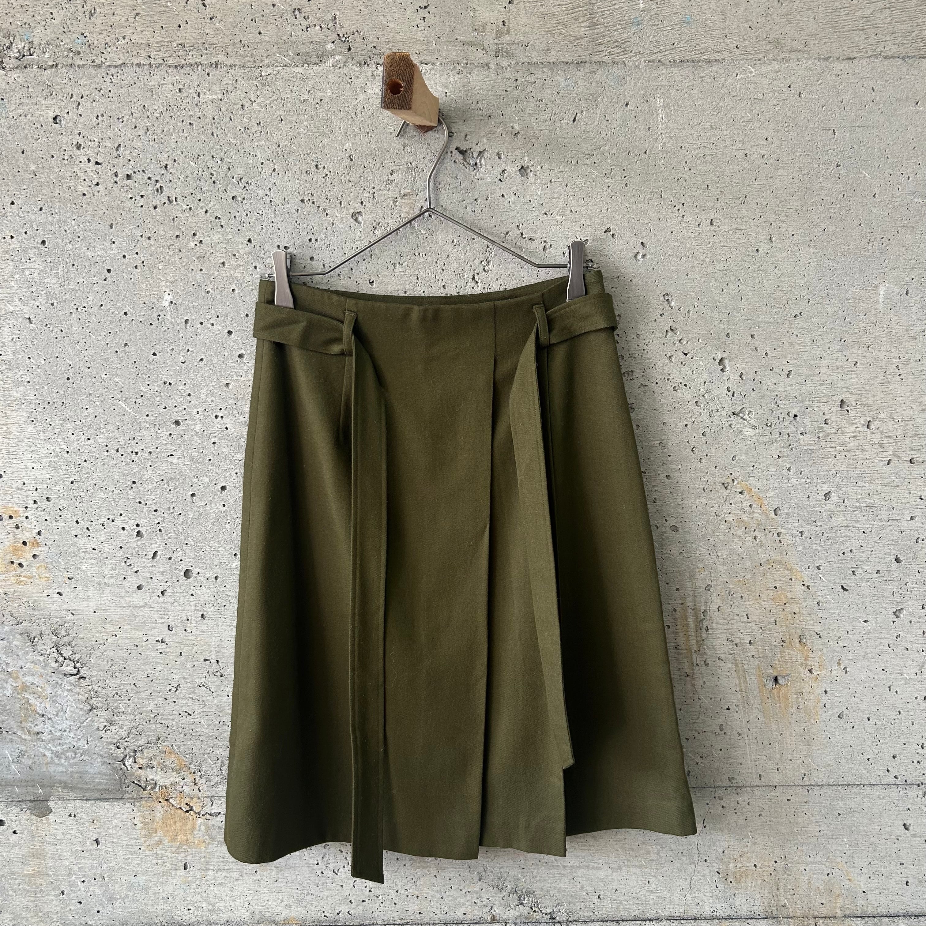 Partially pleated khaki skirt