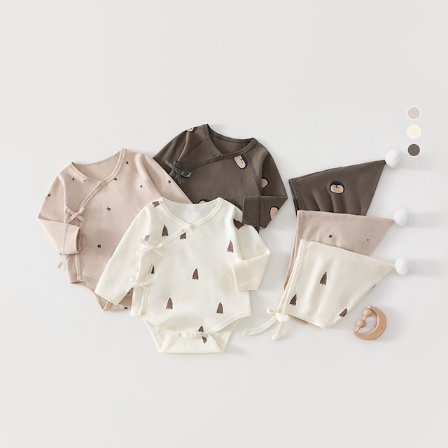 【BABY】春作前開きショートロンパース