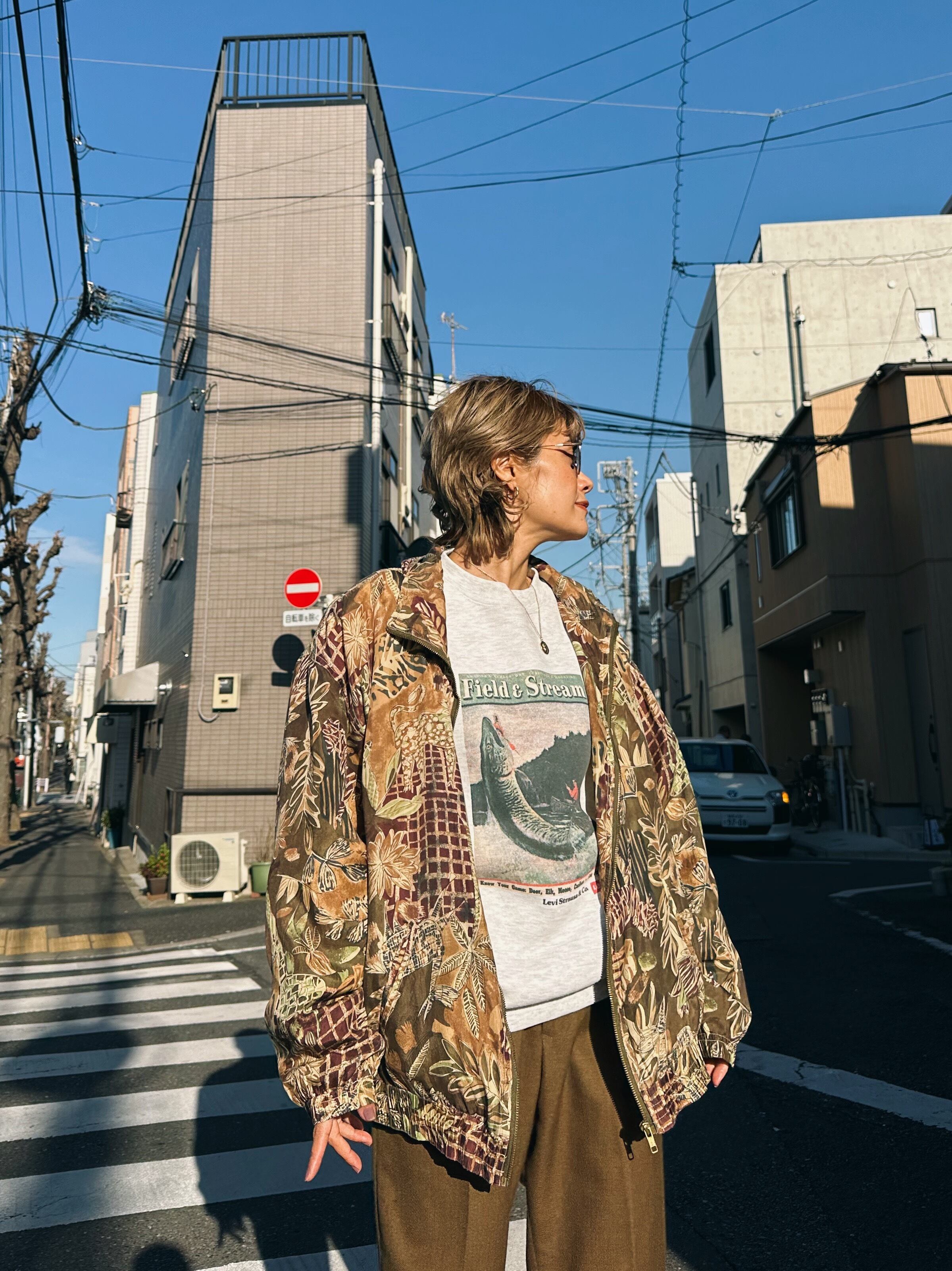 (OT1192)Hand paint tree silk blouson