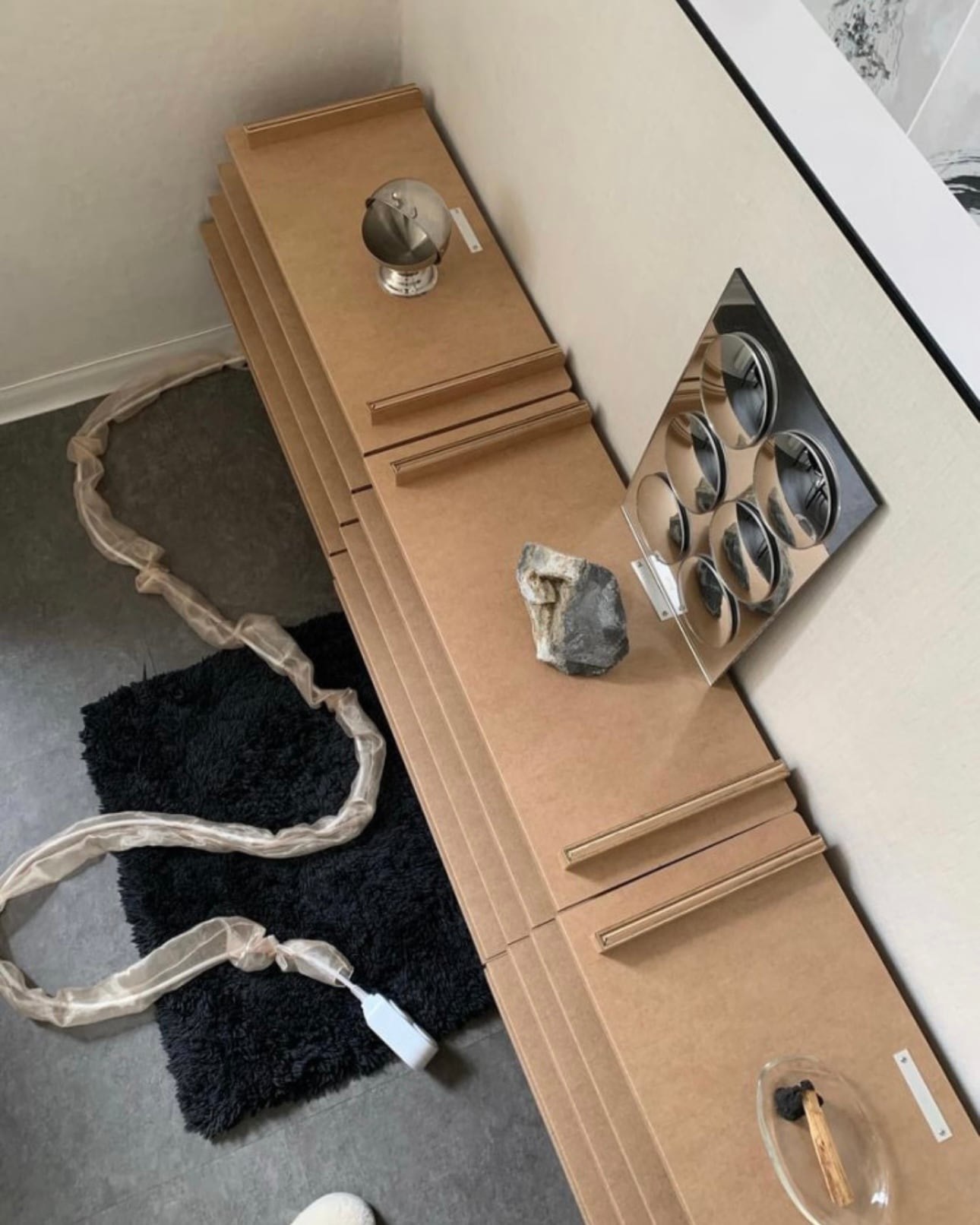 midcentury mirror / ミッドセンチュリー ミラー シルバー オブジェ