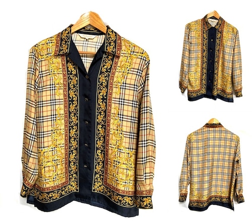 入手困難　レア　新品 未使用　BURBERRY　バーバリー　ヴィンテージ　スカーフ柄　ノバチェック　シャツ　デットストック　オーバーサイズ