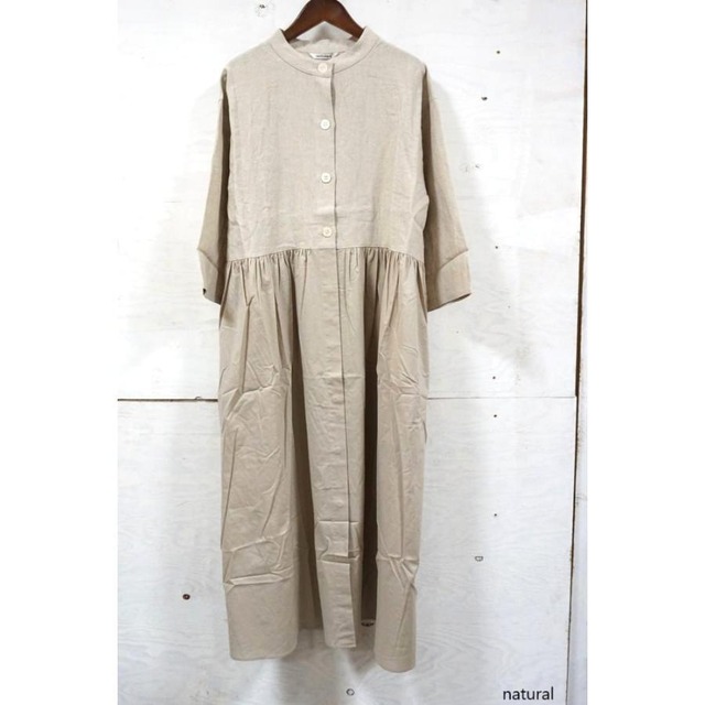 nachukara(ナチュカラ)40リネン×ローンバンドカラーワンピース【日本製】【SALE20％OFF】