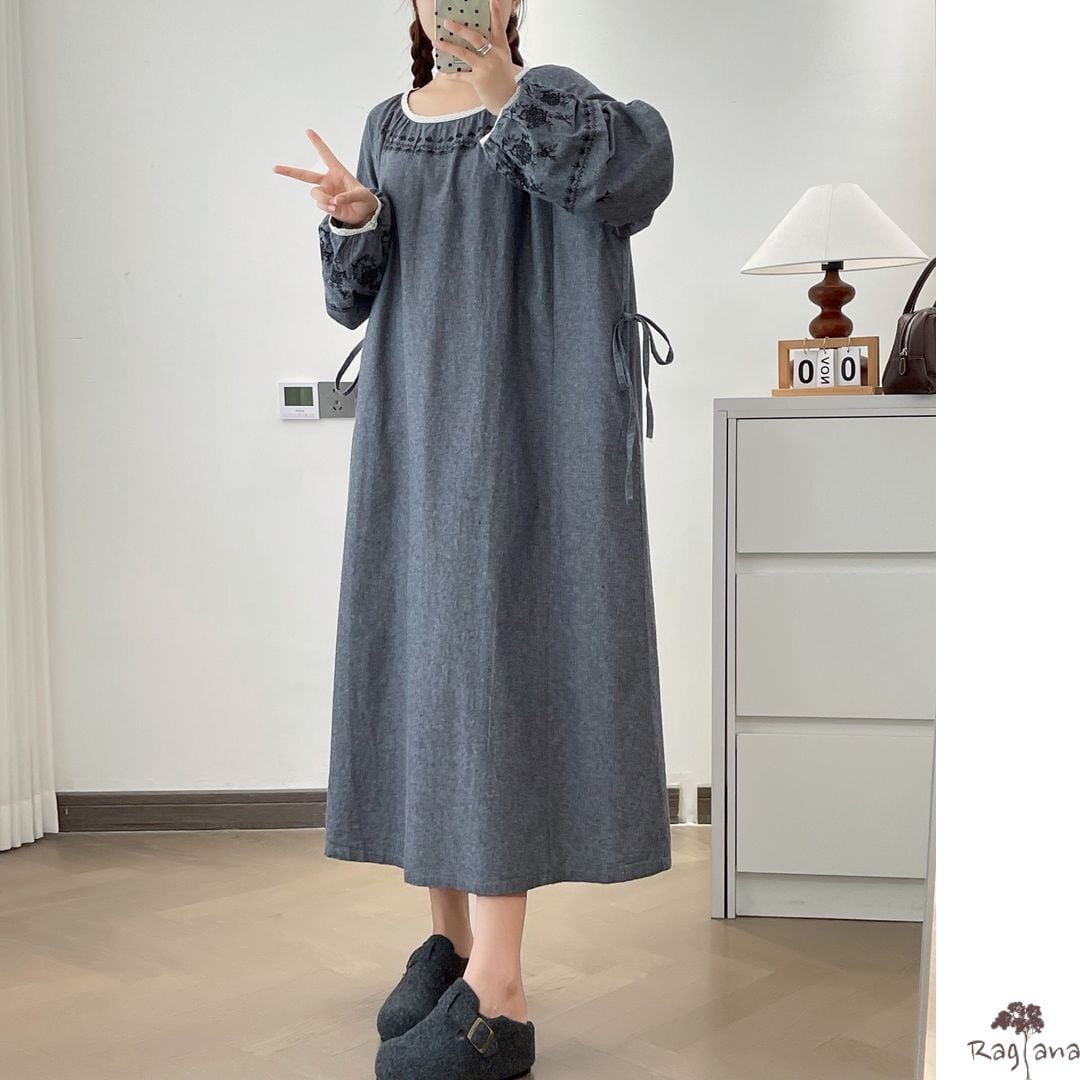 花柄刺繍 ワンピース M 2col 250468 | Raglana