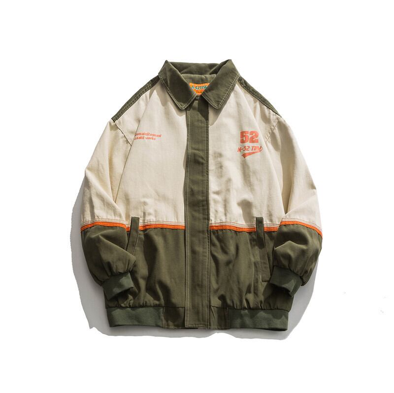 Road Vintage Fall Loose Jacket Boys All-match ese Retro Colorblock Cardigan Lapel JacketTop-アリババ レトロ カーディガン ビンテージ hip6-161167381199579