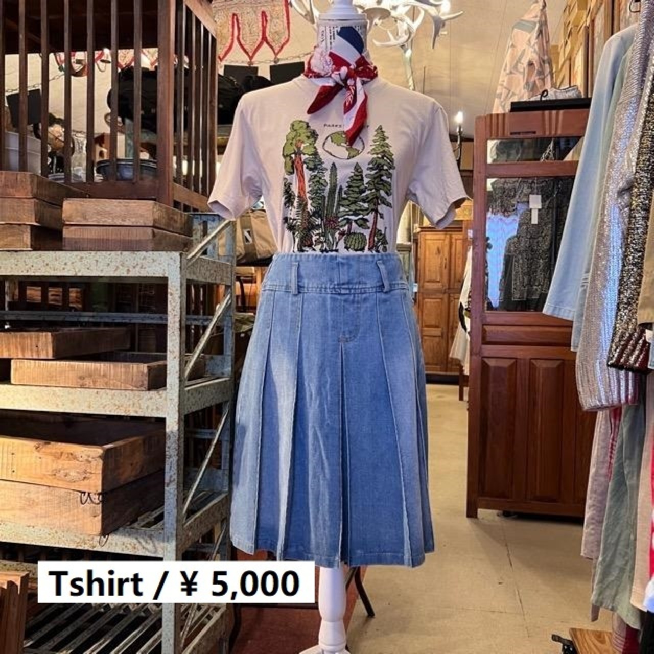 TOPANGA Lady's　PARKS PROJECTシャツ　Sサイズ　Mサイズ　Lサイズ　ベージュ　ファッション　Tシャツ　ロゴシャツ　ユニセックス　植物