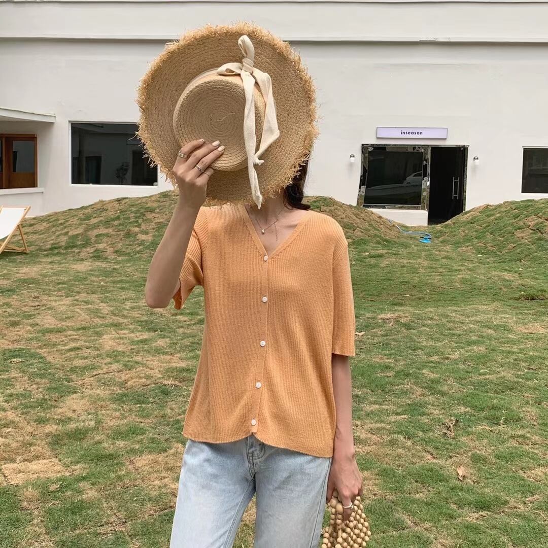 Vネック　シンプルカーディガン　AJ2205-645