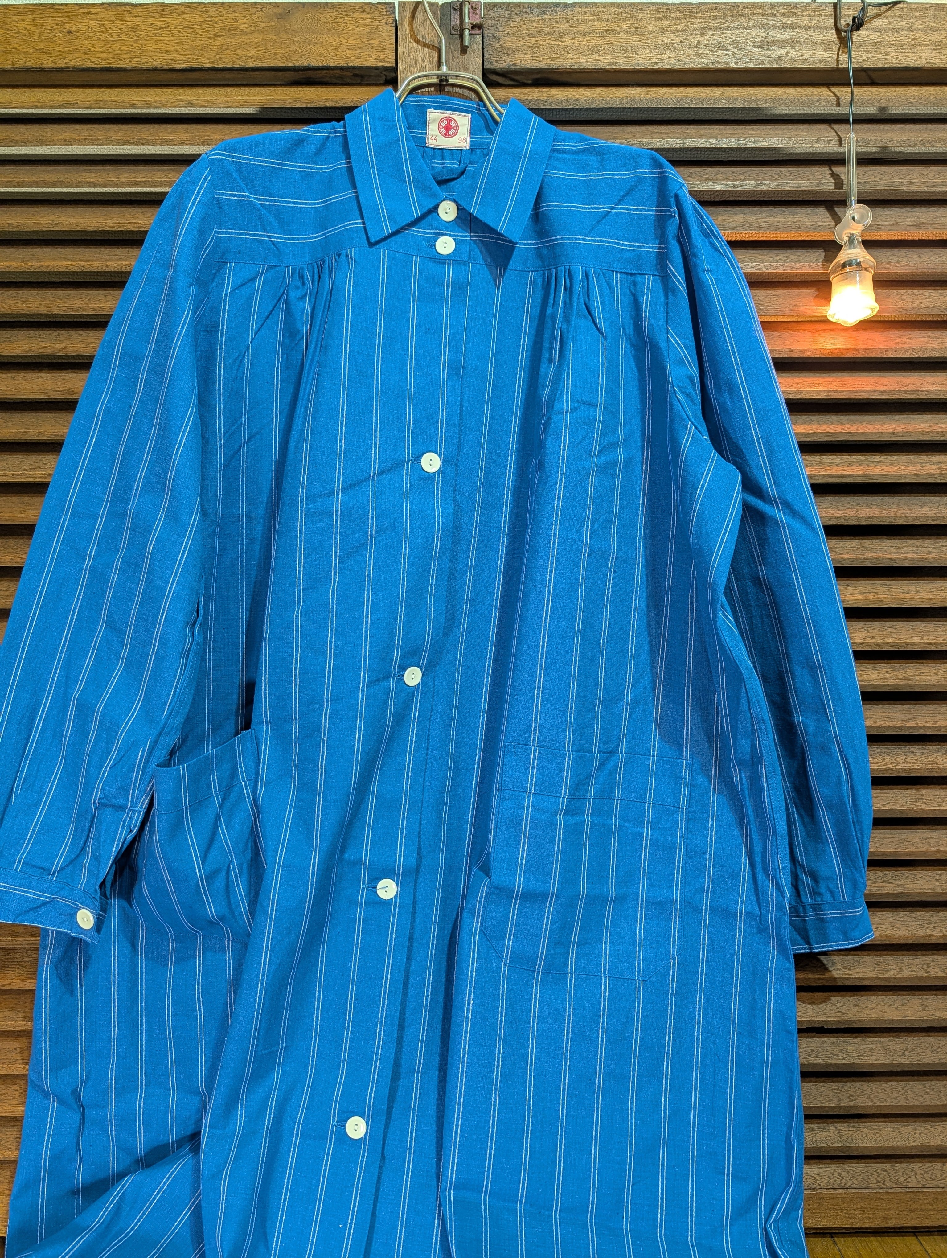 60s Sweden Military Blue Stripe Hospital Coat DeadStock 44/98