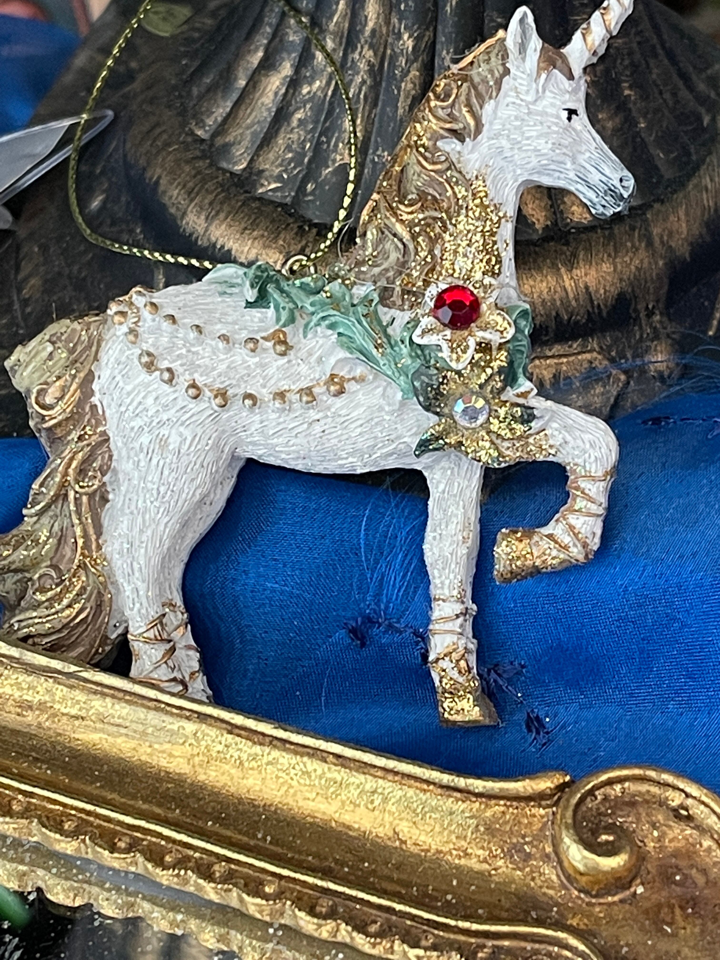 『GISRLA GRAHAM』London  ファンタジーユニコーン オーナメント Fantasy Unicorn with Flower&Jewels イギリス製