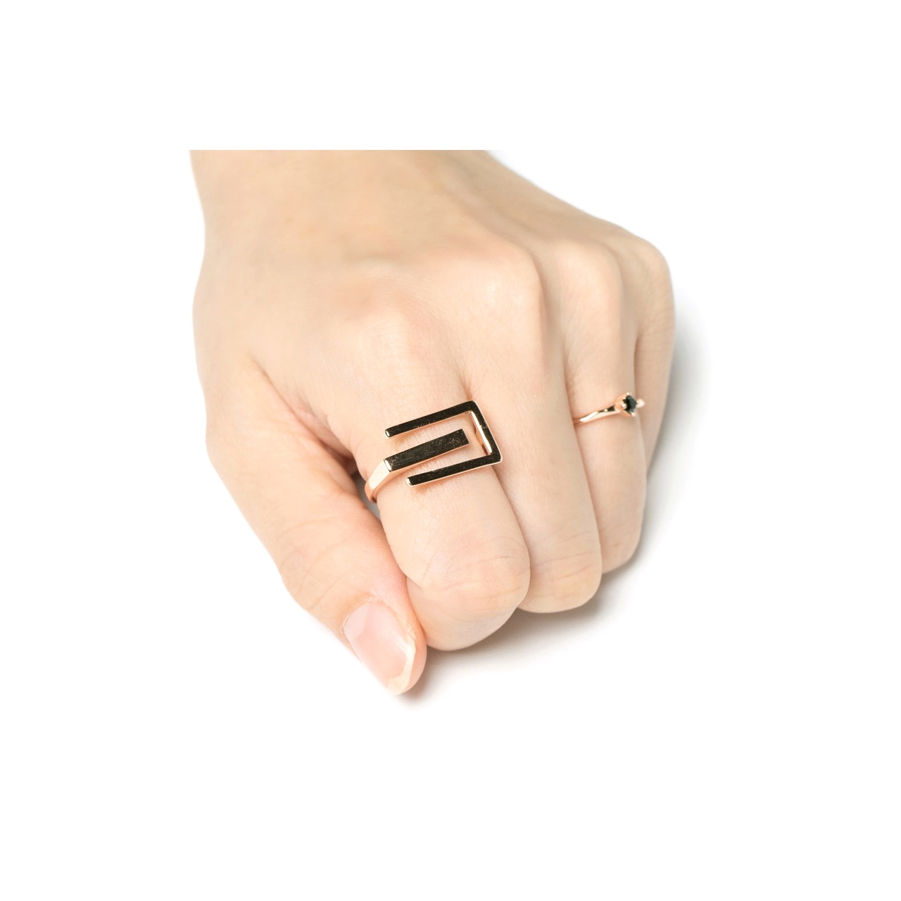 S925 GEOMETRIC SQUARE RING SILVER