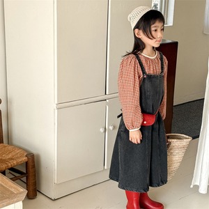 秋バックリボンデニムサロペット