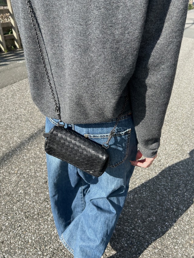Bottega Veneta ボッテガ・ヴェネタ ショルダーバッグ ブラック イントレチャート レザー チェーン vintage ヴィンテージ オールド 37ps5x