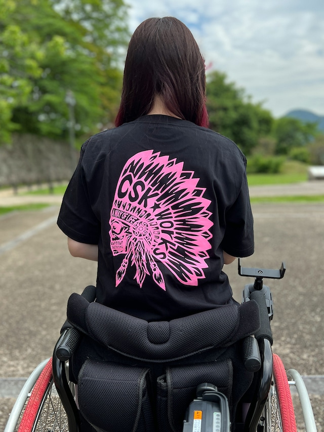 オリジナルTシャツ　インディアン　ブラックｘピンク