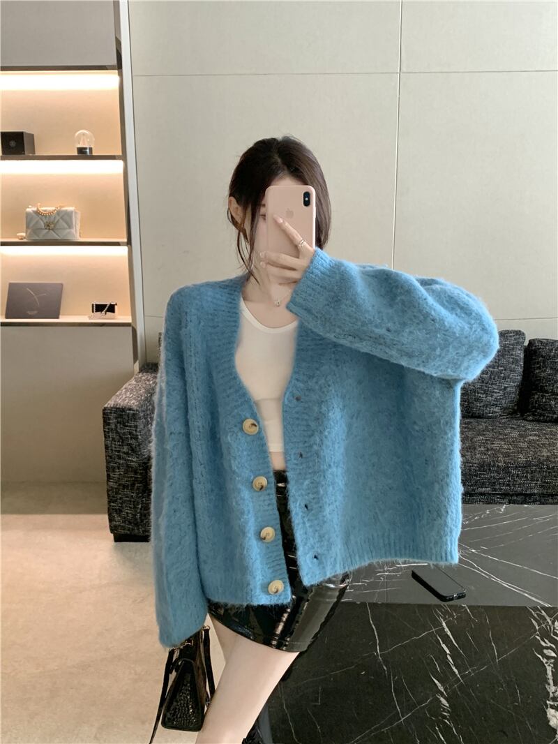 ニットセーター カーディガンジャケット オータムウィンタースタイルブルートップス 秋物 冬物 ブラックストロベリース27939579968