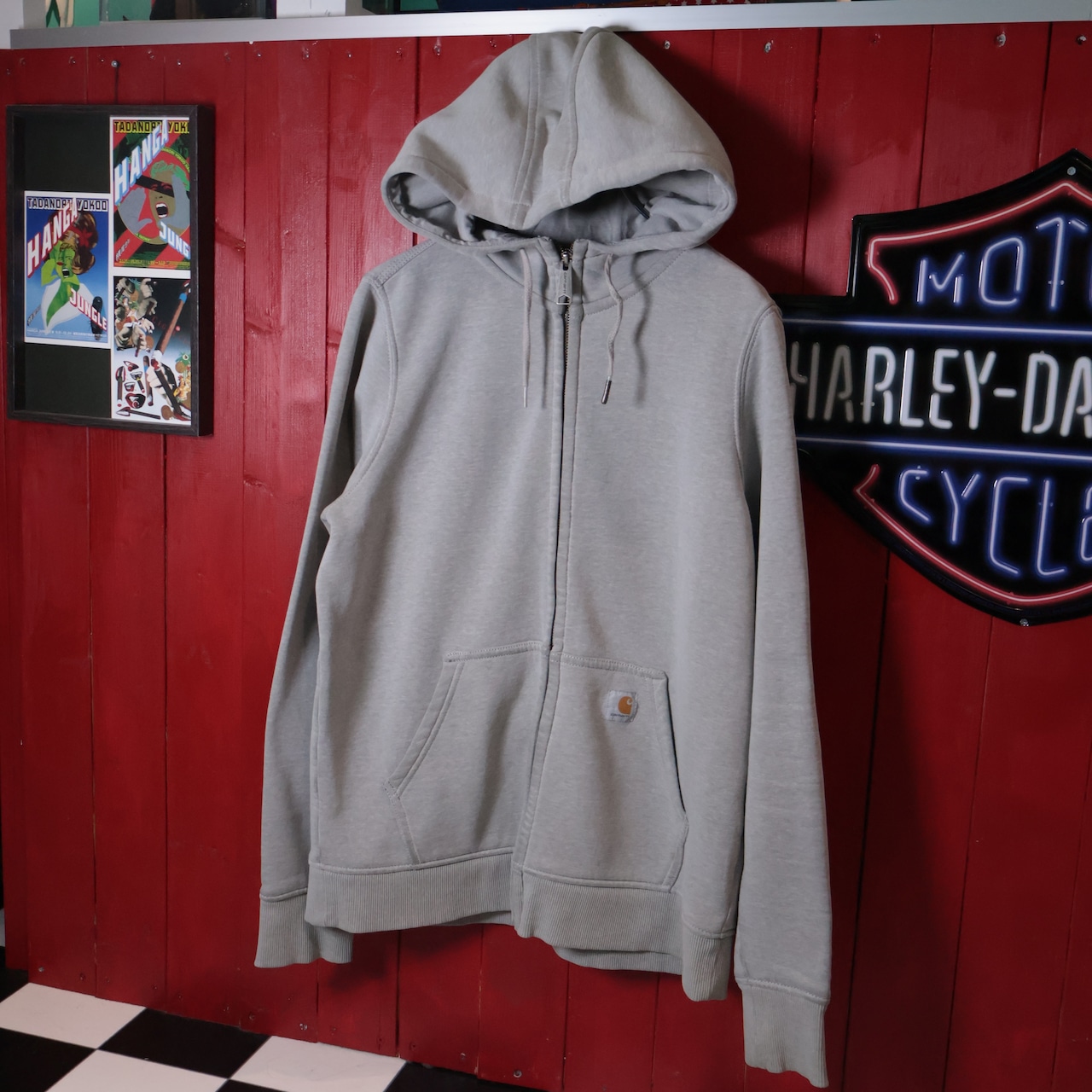 Carhartt ジップパーカー　グレー　無地　肉厚　M カーハート