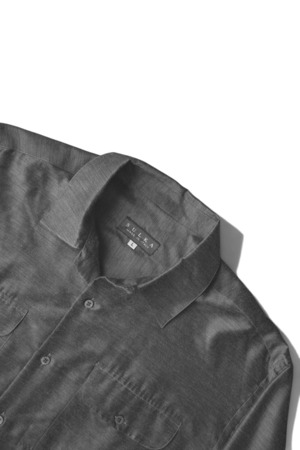 90's "SULKA" Gray Color Cashmere Silk Open Collar Safari Shirt Made in ITALY