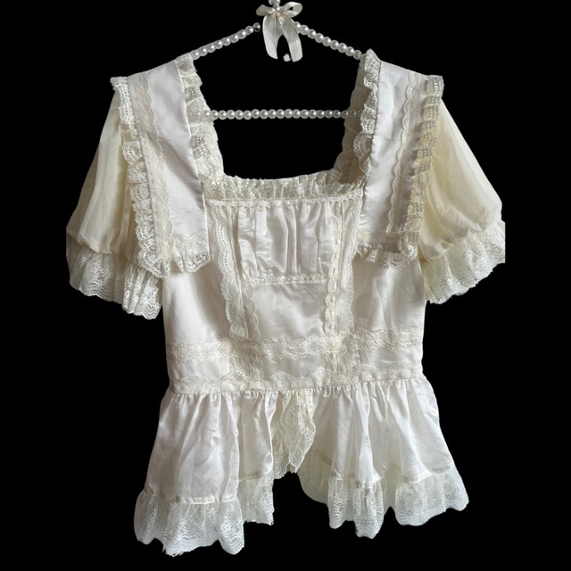 予約商品 SEASONZ クラロリ ブラウス 半袖 レース フリル スクエアデコルテ お茶会 イベント衣装