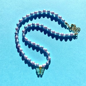 Butterfly Pearl ネックレス / Blue