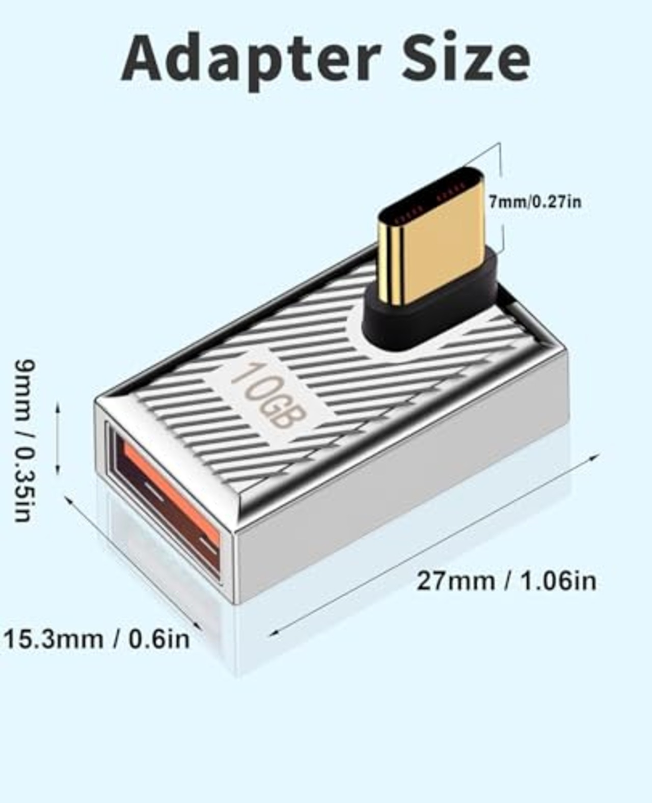 Duttek 120W 10Gbps USB-Cオス USBメス 変換アダプタ, 亜鉛合金製の両面USB AからUSB Cアダプターで、高速データ転送と高速充電を提供します。これは、ラップトップ、充電器、パワーバンクなどに使用することができます。(1つのパックです)