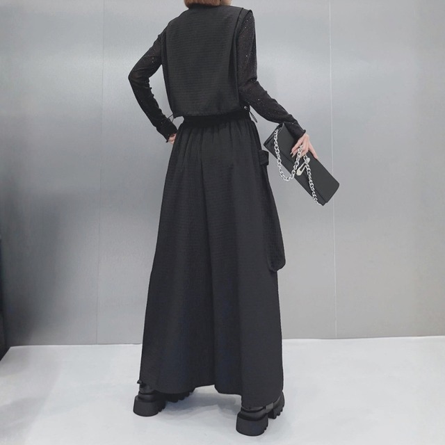 Cropped vest wide pants setup C1628