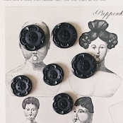 フランス 1900s 幾何学の黒花とgalalithe製ボタンセットb アンティーク