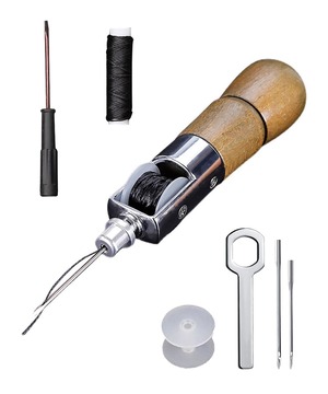 【人気】BTtime レザークラフト ハンドミシン スピーディーステッチャー 手縫機 針 手縫い 糸通し器 革縫い針セット 革用ミシン針 針2本入り 片手で縫える 便利 レザークラフト用 縫製用
