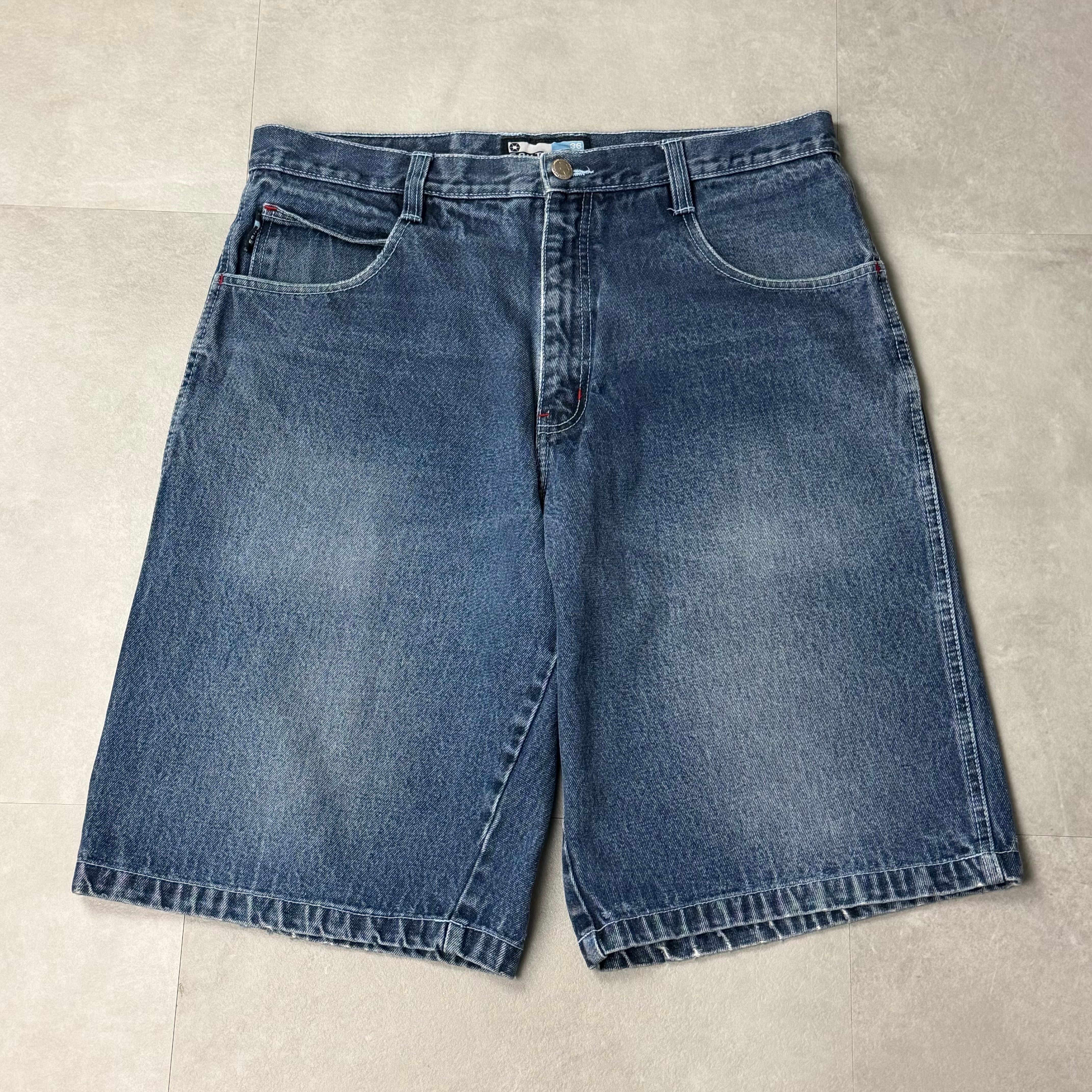 90s USA製 SOLO SEMORE デニムショーツ 34 濃紺 バギーショーツ ワイド