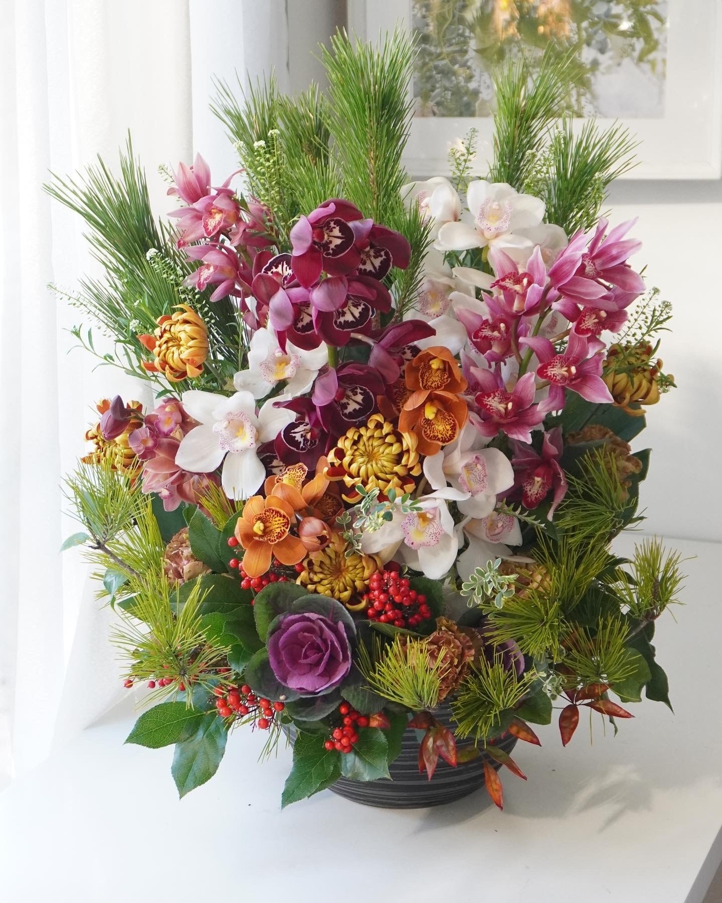 お正月 蘭のアレンジ ※ご予算追加オプションあり。写真は3.5万円です