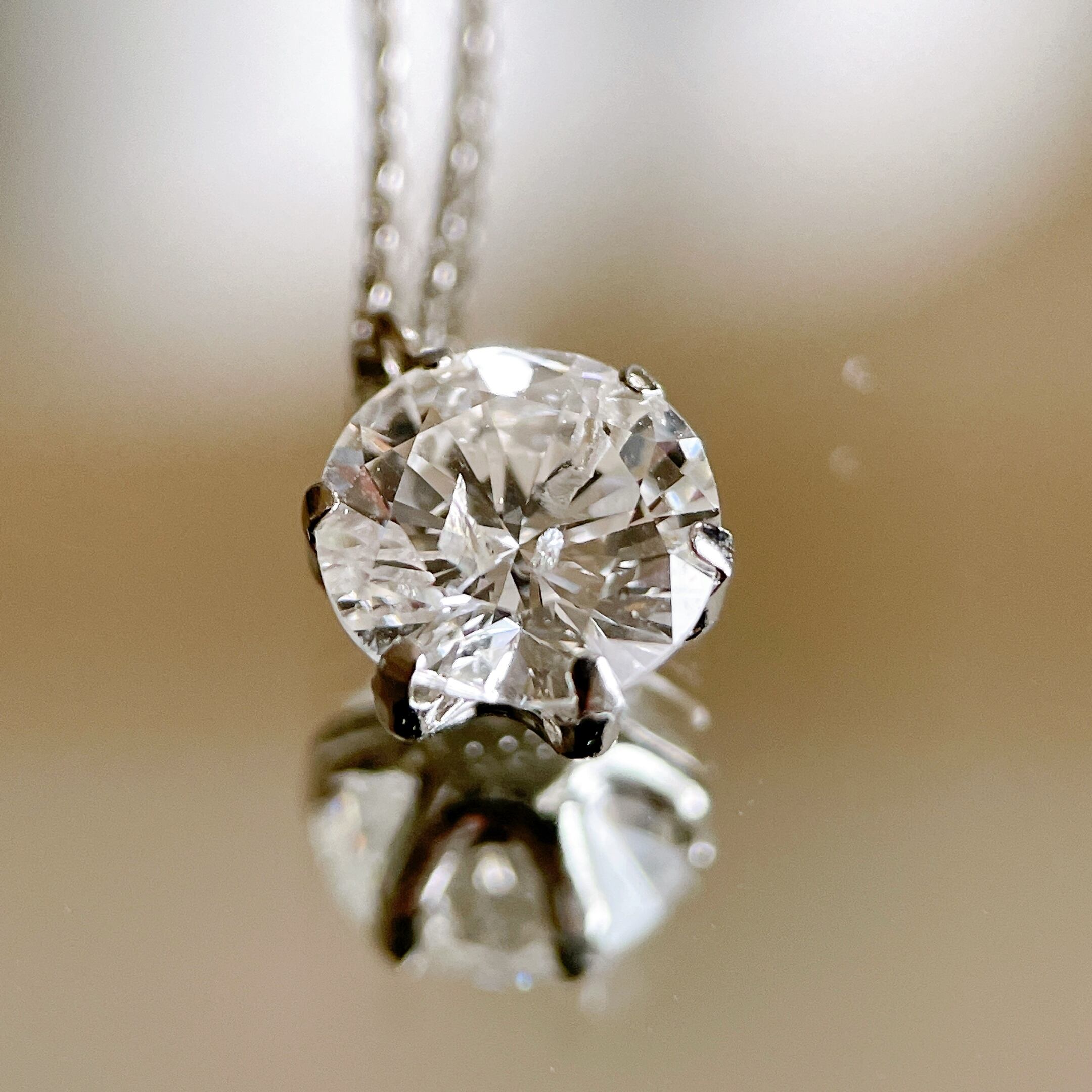 PT950/850 1.000ct ラウンドカットダイヤモンドネックレス | Carino Carina