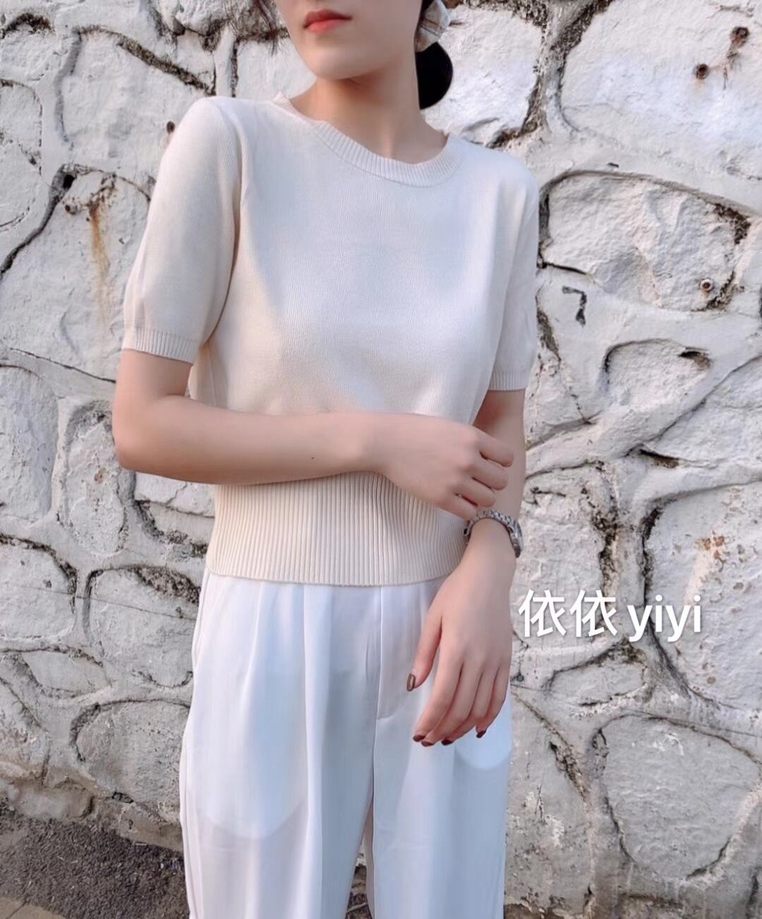 5部袖　クルーネックニット　AJ-111-565