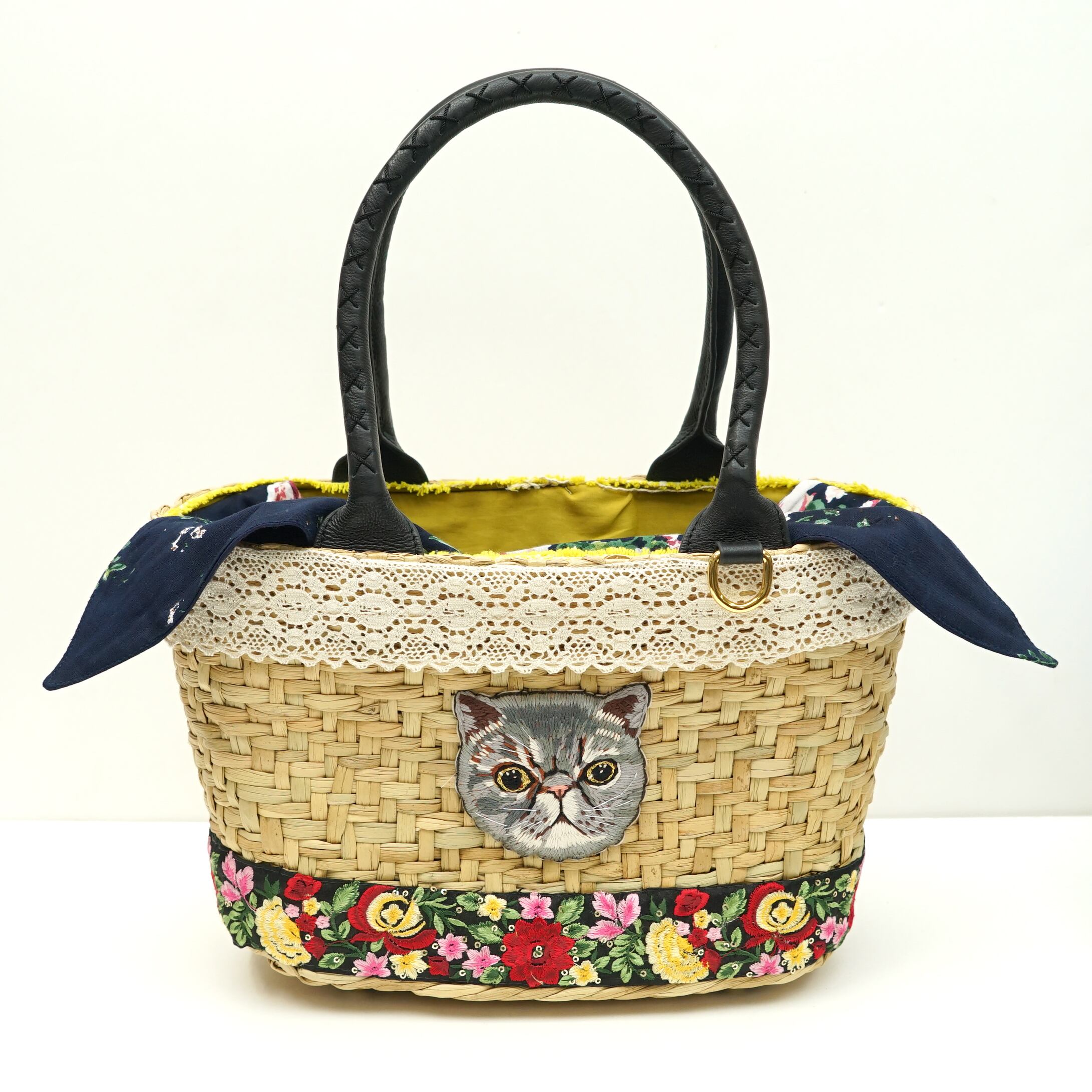 新品 Tamaoworldタマオワールド猫刺繍かごバッグ Www Vetrepro Fr