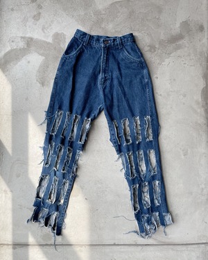 70s vintage tapered denim pants "custum"