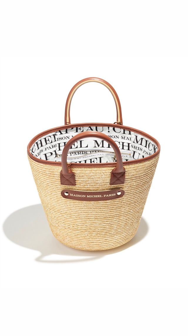 MAISON MICHEL -Brittany-  Bag in natural straw.: NATURAL/BROWN,
