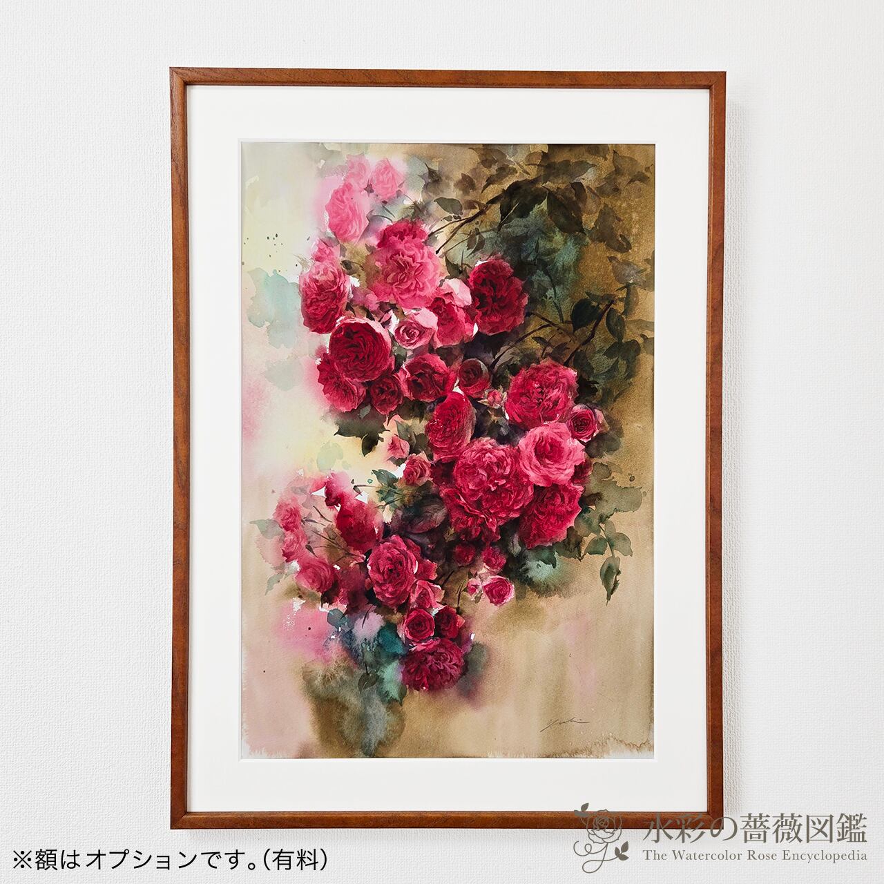 rose＊半抽象画＊八つ切りサイズ額装水彩画＊原画 | Pay ID