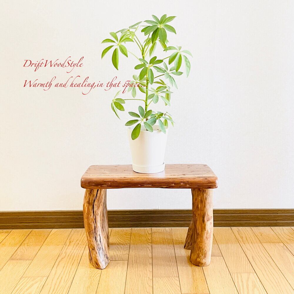 流木インテリア スツール フラワースタンド 一点物 椅子 ベンチ 流木板 N27 流木インテリア 分厚い流木板を使用した一点物のベンチ 一点物