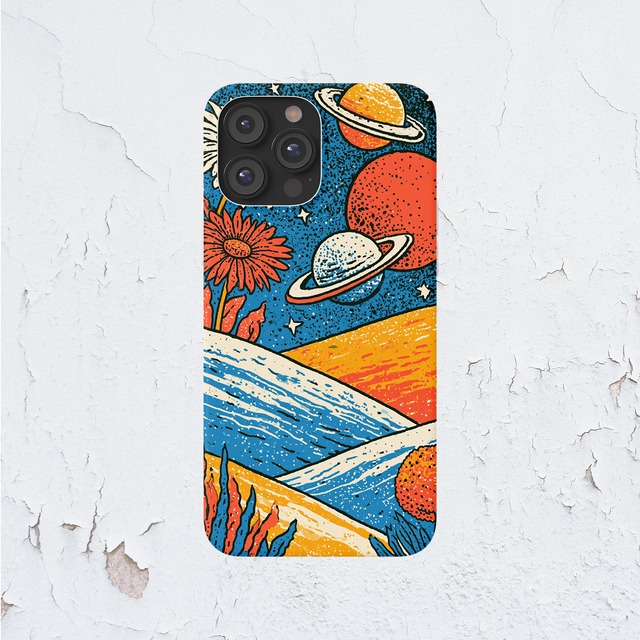 受注生産 iPhoneケース 赤い惑星と青い宇宙海岸｜宇宙ポスター風 RFSP015D
