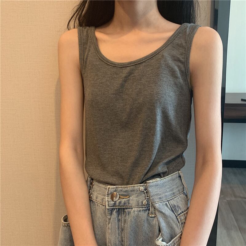 サマーノースリーブルーズソリッド カラートップス 夏物 ソリッドカラー 1号婦人69040209298