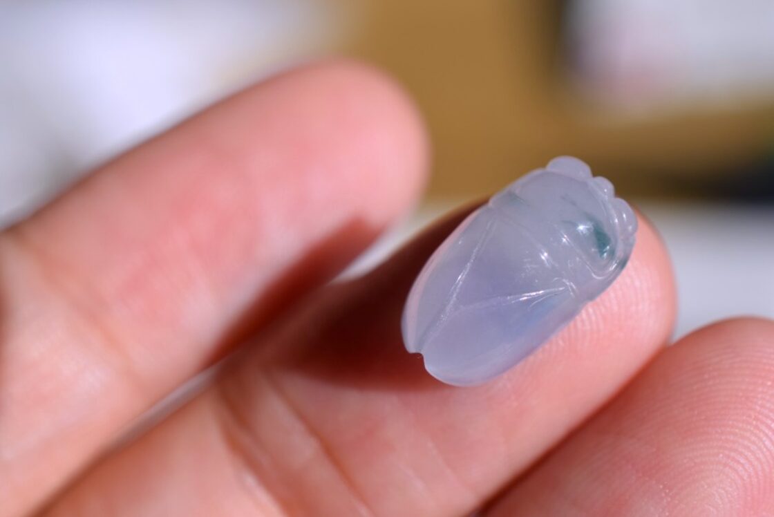 R23-123 ゼミ 宝石質 薄ラベンダー 飄藍花 ミャンマー産 天然 A貨 雫 