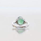 青翡翠リング K10WG green jade side diamond A貨翡翠 jd_rg2051