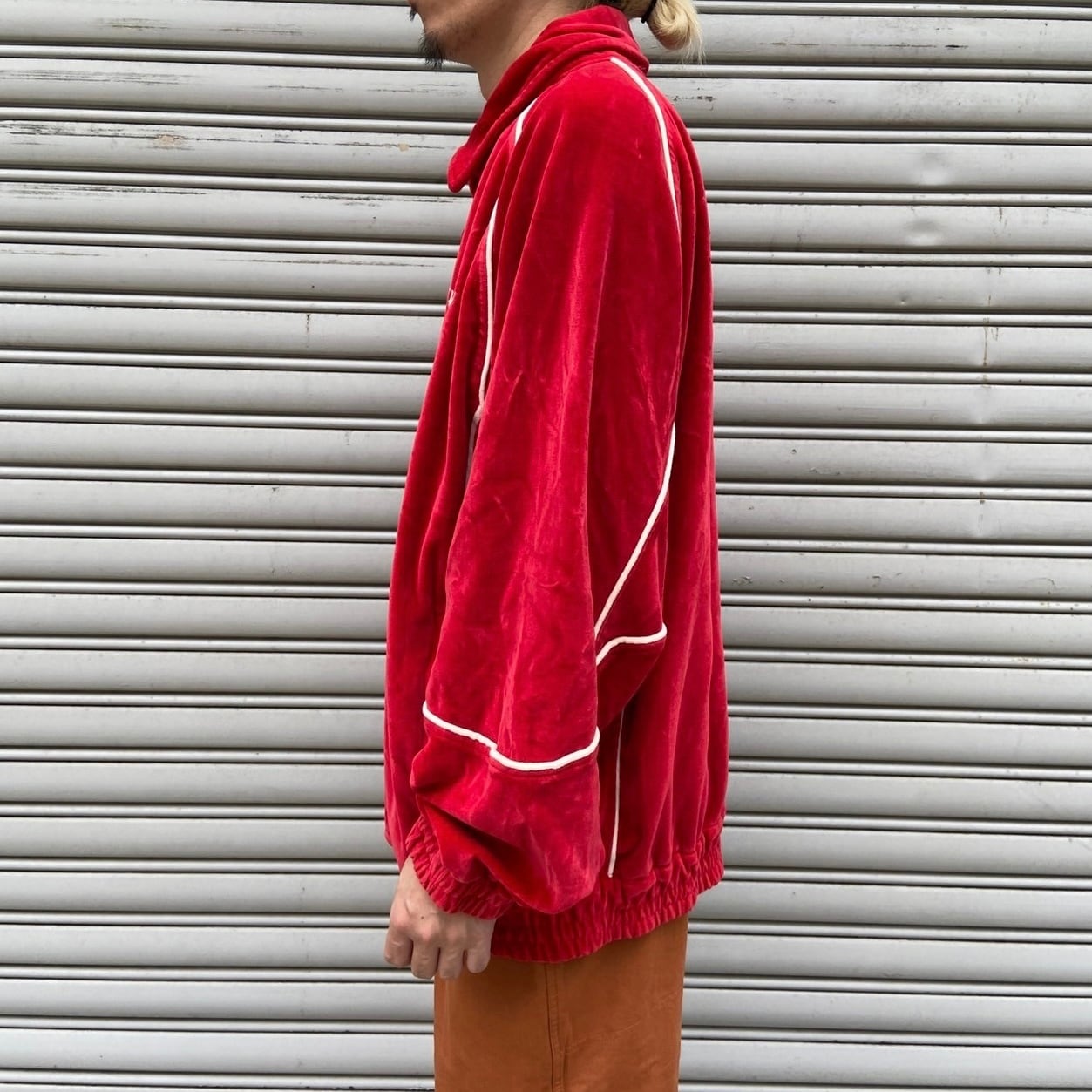 90s FUBU フブ ベロアトラックジャケット バックロゴ 赤 L 90s FUBU フブ ベロアトラックジャケット バックロゴ 赤 L