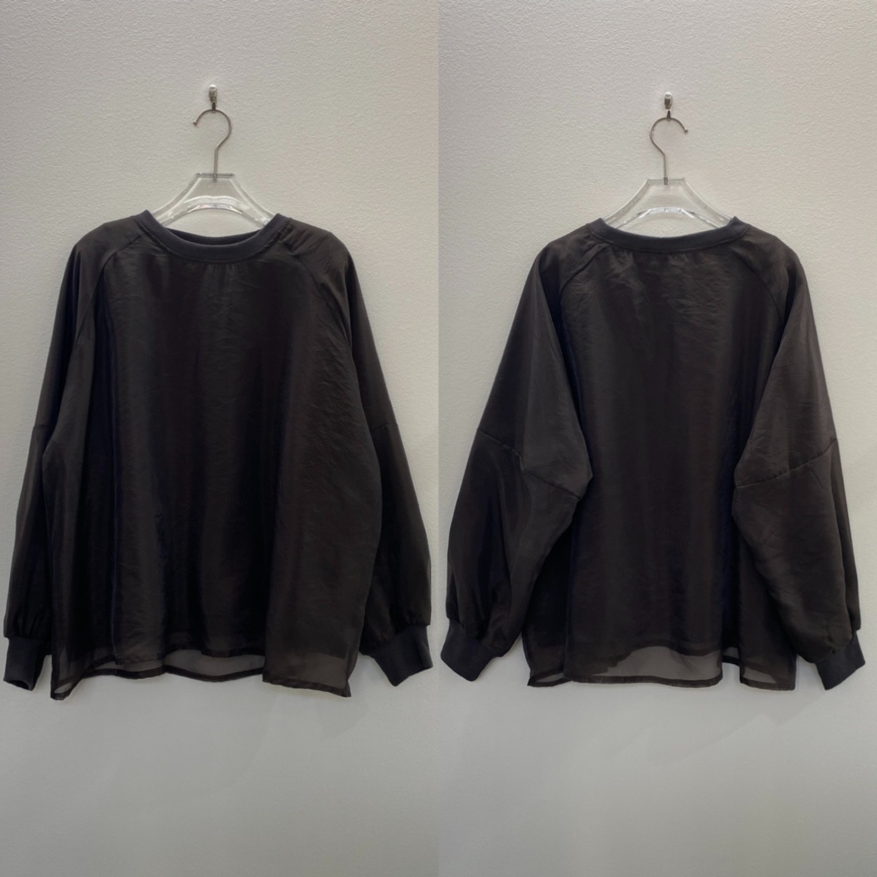 レイヤーオーガンジースウェットPO/チャコール