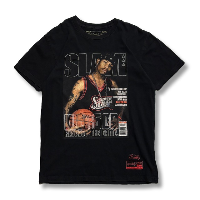 Allen Iverson 【Philadelphia 76ers】 SLAM Printed T-Shirt. Mitchell & Ness
