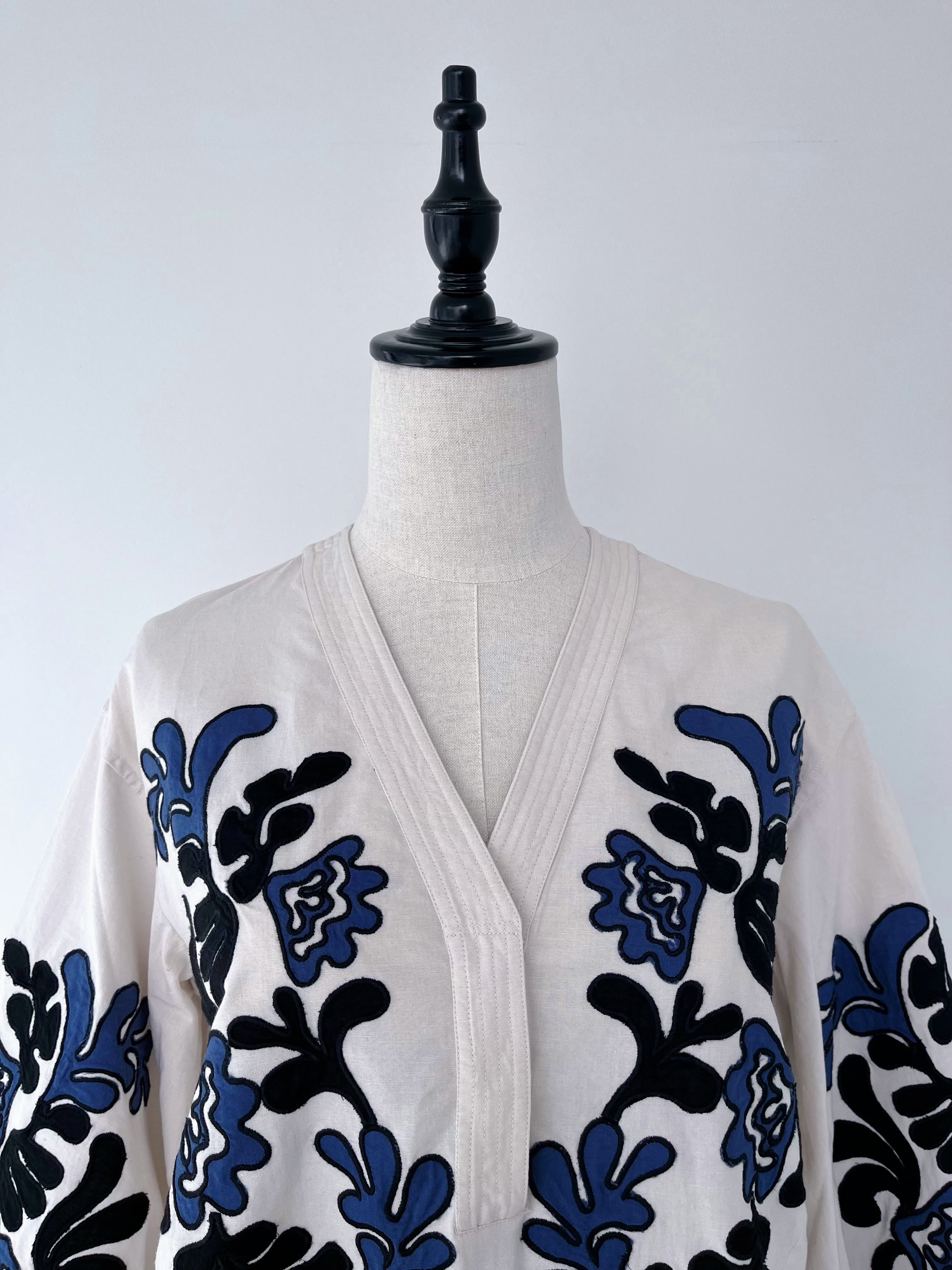 Sara Mallika Cotton Linen Patchwork Embroidery Dress | KOKO