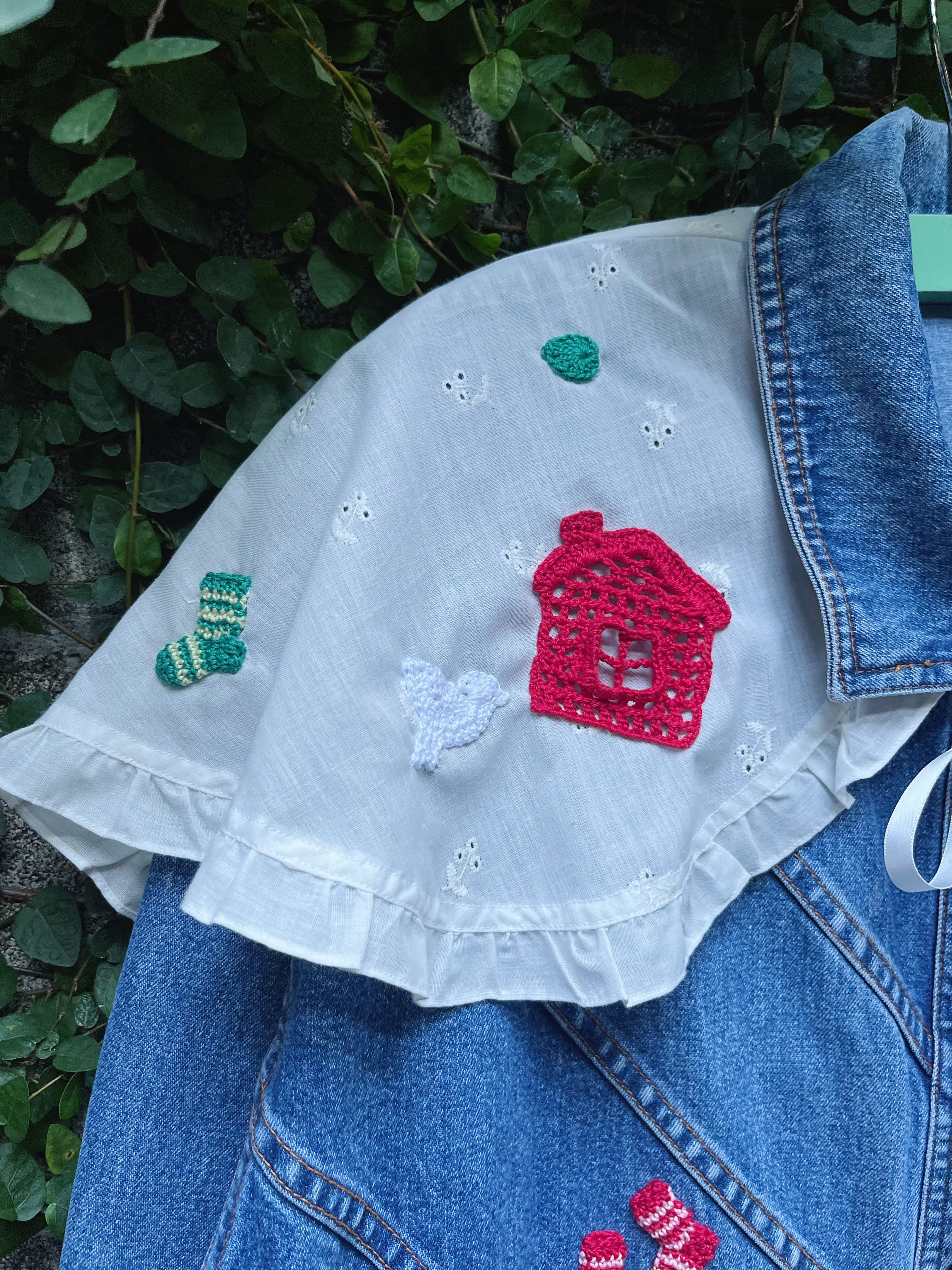 remake ✂︎ walking dwarf frill collar denim jacket